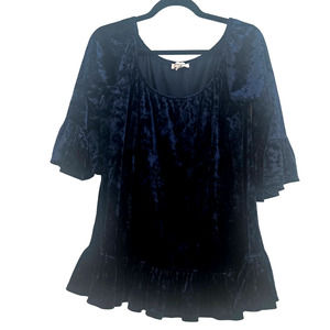 Beach Lunch Lounge Royal Blue Crush Velvet with Bell Statement Sleeves